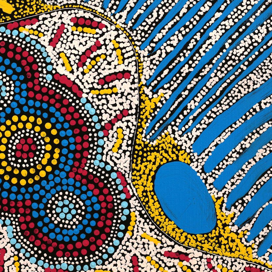 Aboriginal Artwork by Teranie Nangala Williams, Wanakiji Jukurrpa (Bush Tomato Dreaming), 30x30cm