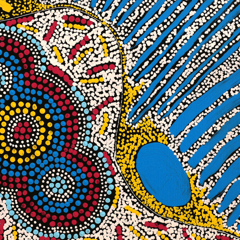 Aboriginal Artwork by Teranie Nangala Williams, Wanakiji Jukurrpa (Bush Tomato Dreaming), 30x30cm