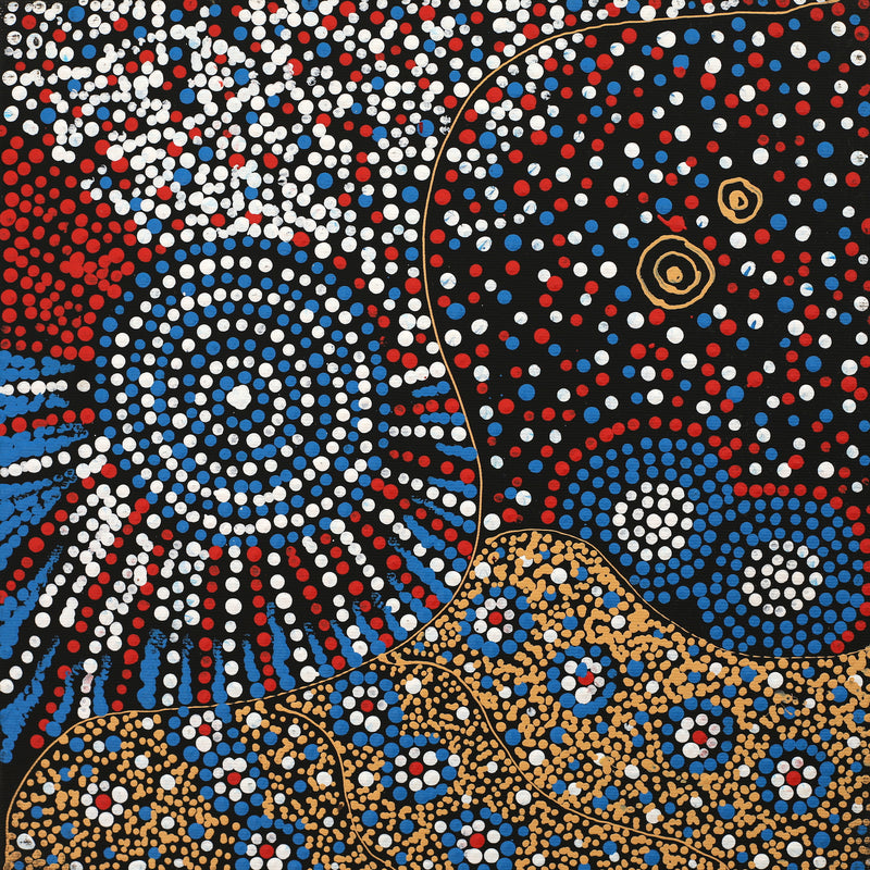 Aboriginal Artwork by Teranie Nangala Williams, Wanakiji Jukurrpa (Bush Tomato Dreaming), 30x30cm