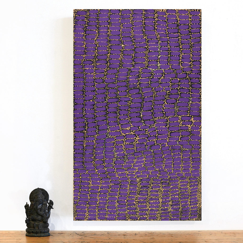 Aboriginal Artwork by Teranie Nangala Williams, Wanakiji Jukurrpa (Bush Tomato Dreaming), 76x46cm