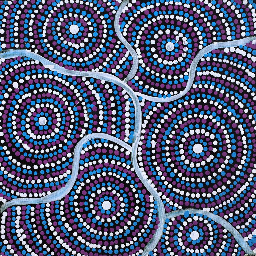 Aboriginal Artwork by Teranie Nangala Williams, Wanakiji Jukurrpa (Bush Tomato Dreaming), 30x30cm