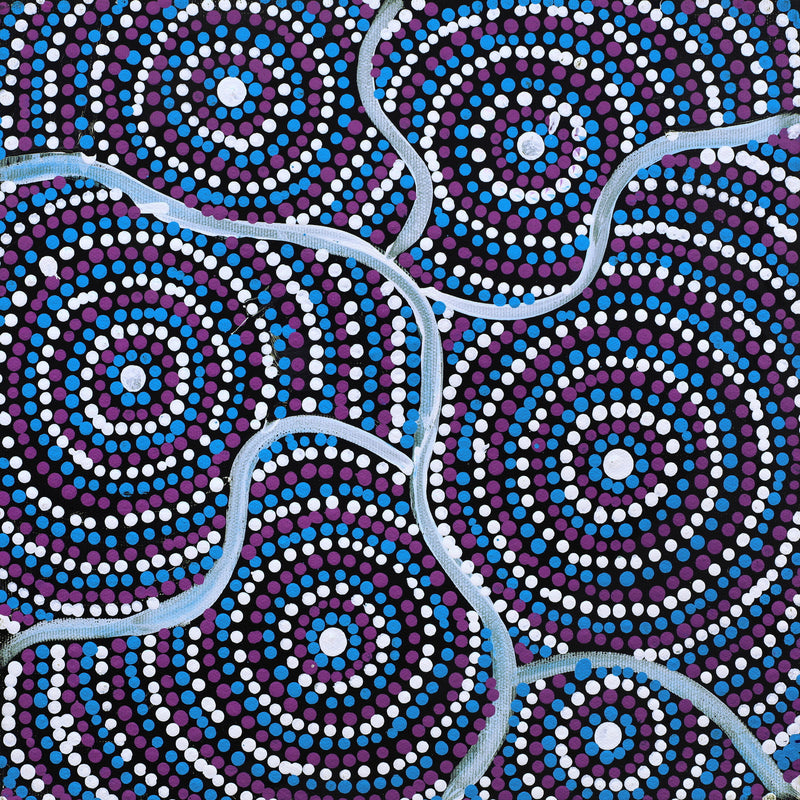 Aboriginal Artwork by Teranie Nangala Williams, Wanakiji Jukurrpa (Bush Tomato Dreaming), 30x30cm