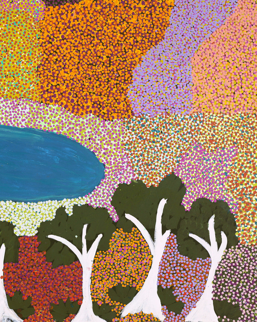 Aboriginal Artwork by Thelma Dundan Ngarga Judson, Percival Lakes, 122x76cm