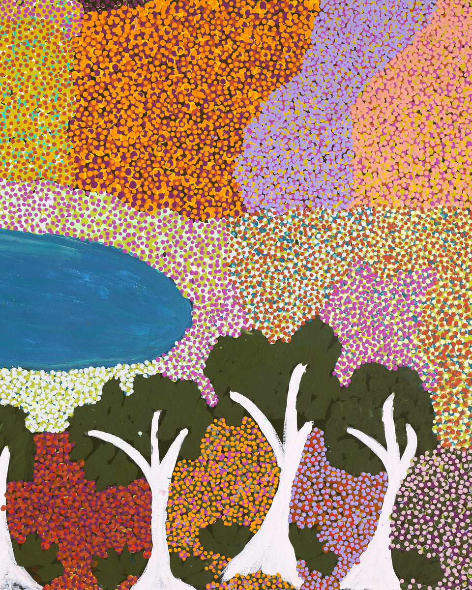 Aboriginal Artwork by Thelma Dundan Ngarga Judson, Percival Lakes, 122x76cm