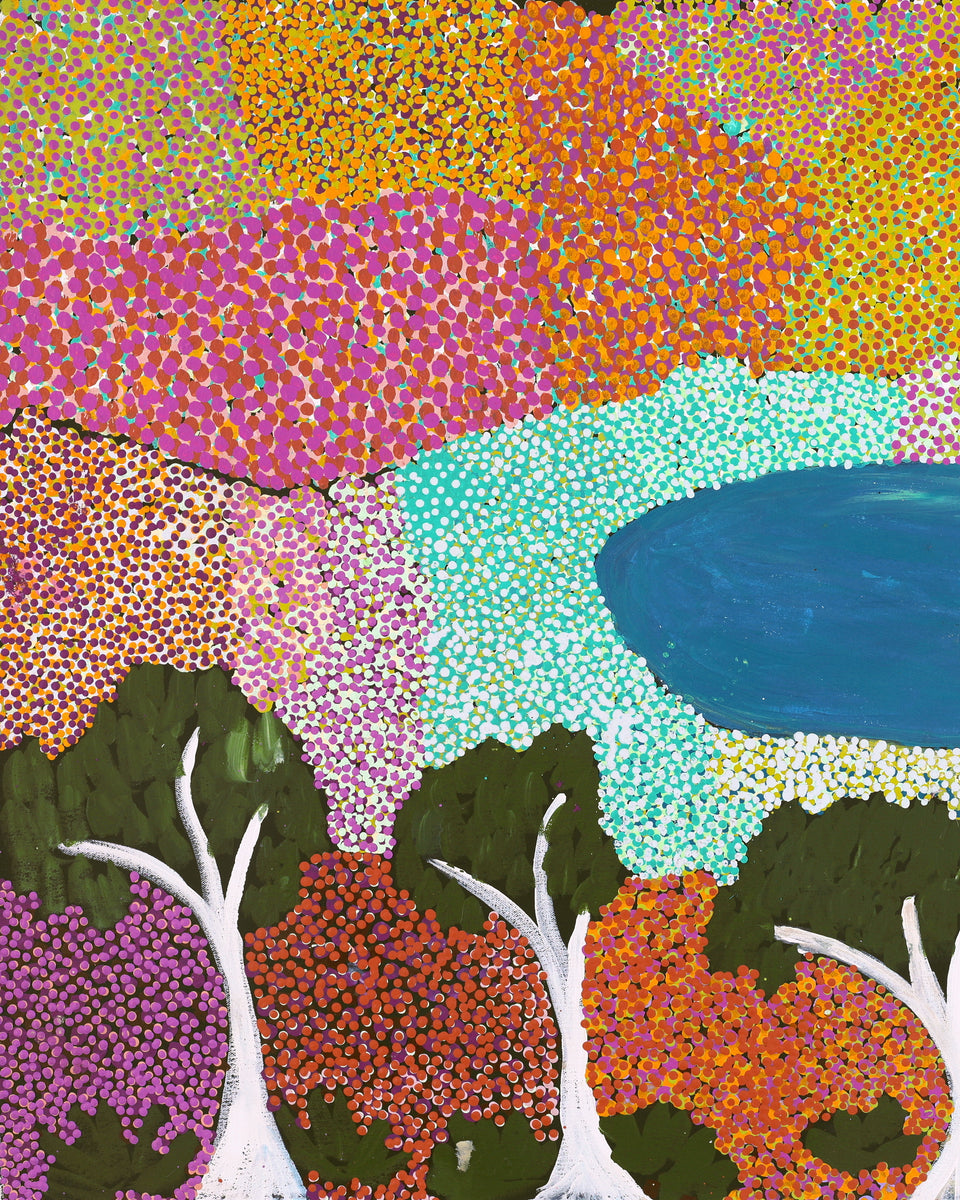 Aboriginal Artwork by Thelma Dundan Ngarga Judson, Percival Lakes, 122x76cm