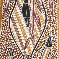 Aboriginal Artwork by Thomas Baru, Warrawarra Clan, 97x30cm Bark