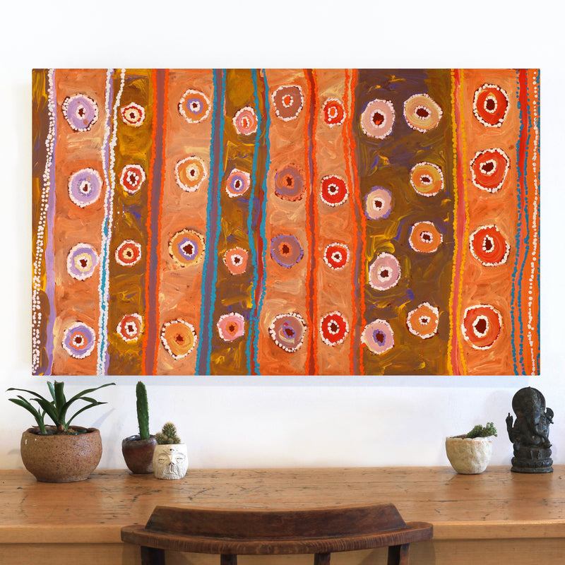 Aboriginal Art by Yamangara Thomas Murray, Kampurarpa - Bush Tomatoes, 101x61cm - ART ARK®