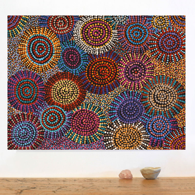 Aboriginal Artwork by Tina Napangardi Martin, Jintiparnta Jukurrpa (Desert Truffle Dreaming) - Mina Mina, 61x46cm