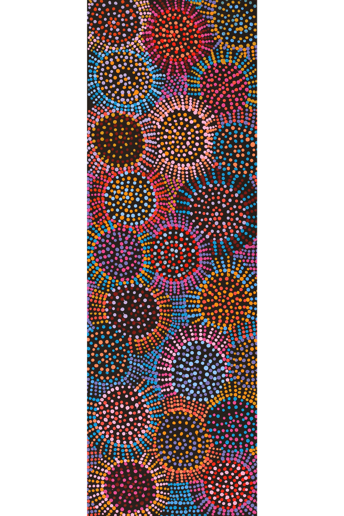 Aboriginal Artwork by Tina Napangardi Martin, Jintiparnta Jukurrpa (Desert Truffle Dreaming) - Mina Mina, 91x30cm