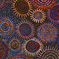 Aboriginal Artwork by Tina Napangardi Martin, Jintiparnta Jukurrpa (Desert Truffle Dreaming) - Mina Mina, 183x152cm