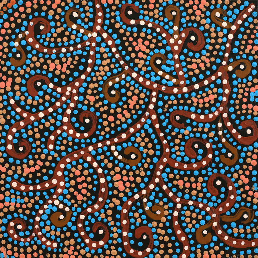 Aboriginal Artwork by Tina Napangardi Martin, Jintiparnta Jukurrpa (Desert Truffle Dreaming) - Mina Mina, 30x30cm