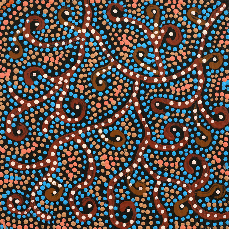 Aboriginal Artwork by Tina Napangardi Martin, Jintiparnta Jukurrpa (Desert Truffle Dreaming) - Mina Mina, 30x30cm