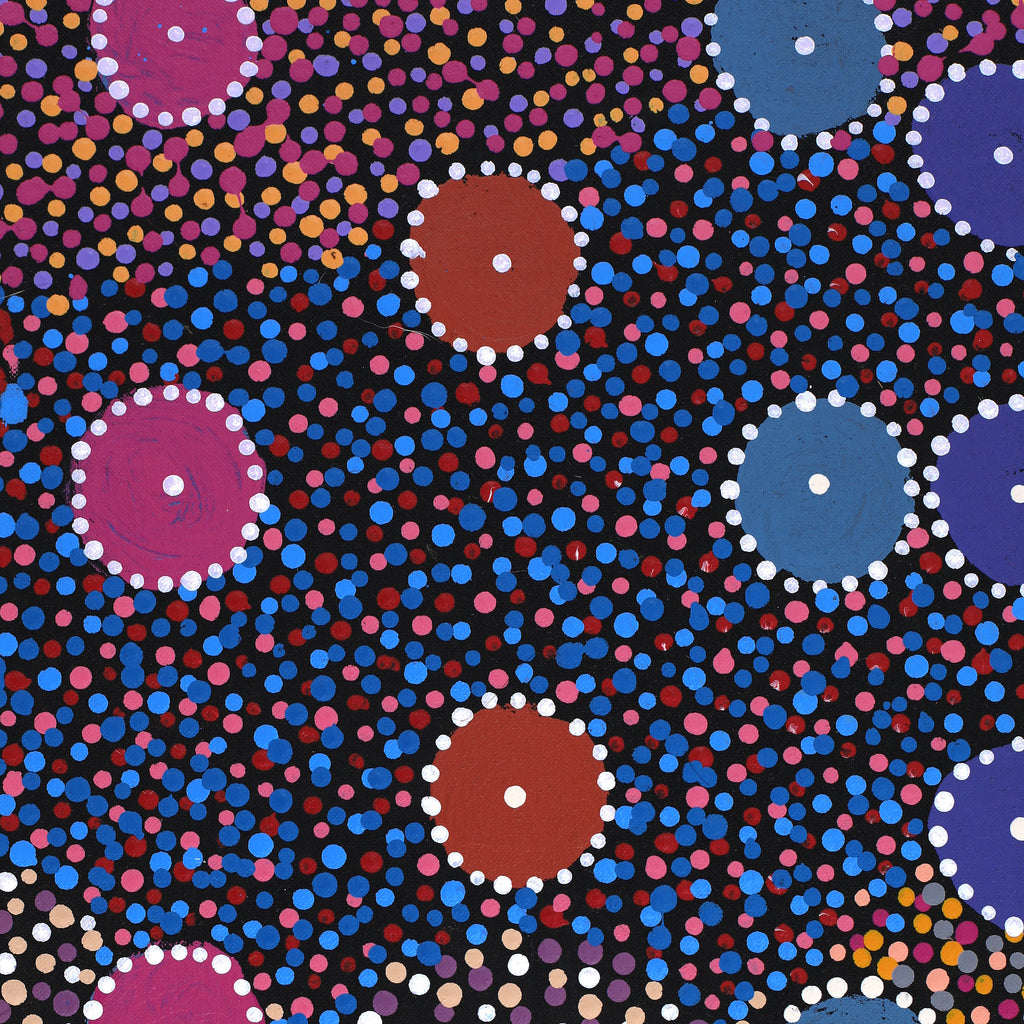 Aboriginal Artwork by Tina Napangardi Martin, Jintiparnta Jukurrpa (Desert Truffle Dreaming) - Mina Mina, 152x30cm