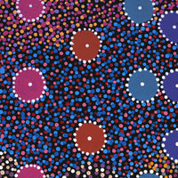 Aboriginal Artwork by Tina Napangardi Martin, Jintiparnta Jukurrpa (Desert Truffle Dreaming) - Mina Mina, 152x30cm