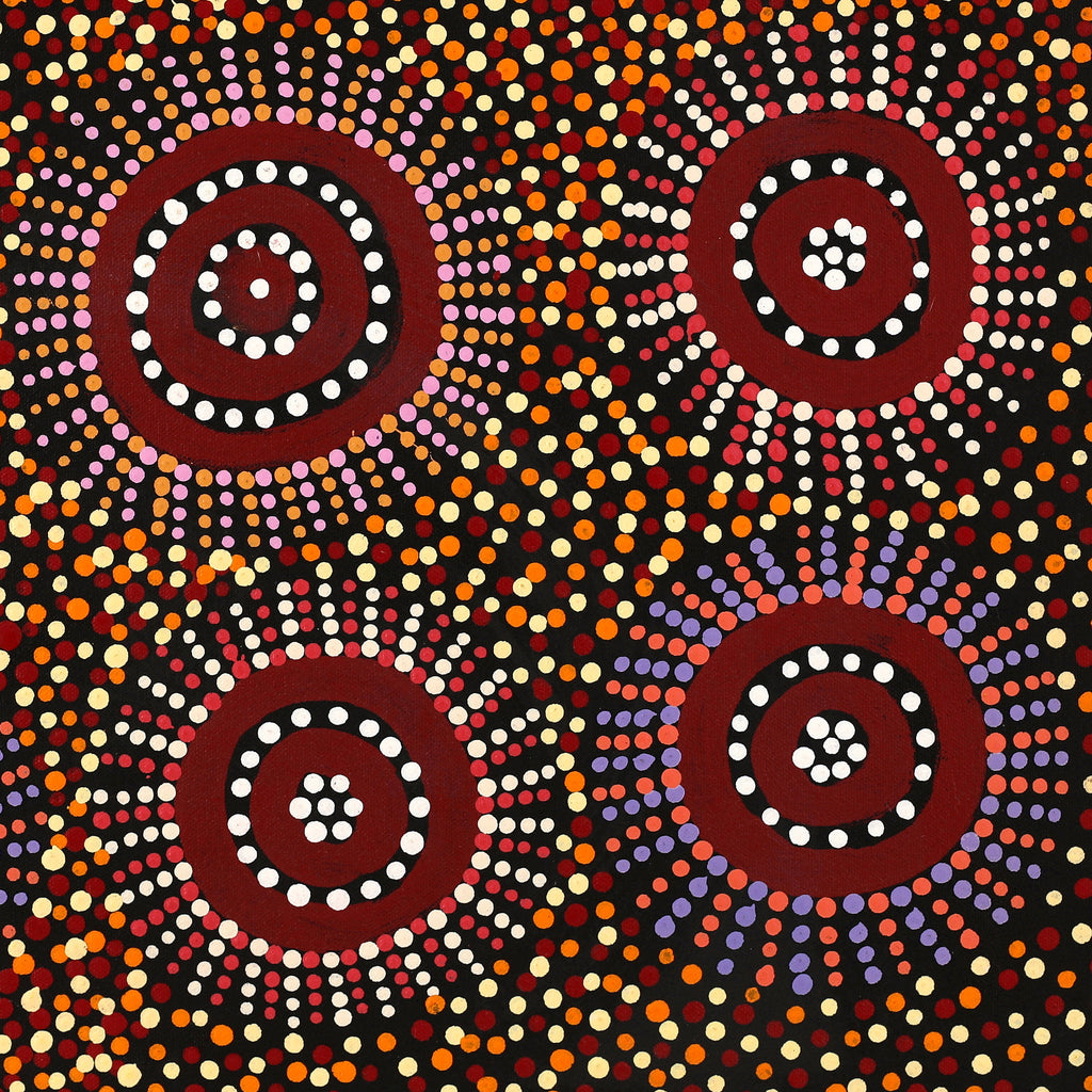 Aboriginal Artwork by Tina Napangardi Martin, Jintiparnta Jukurrpa (Desert Truffle Dreaming) - Mina Mina, 46x46cm
