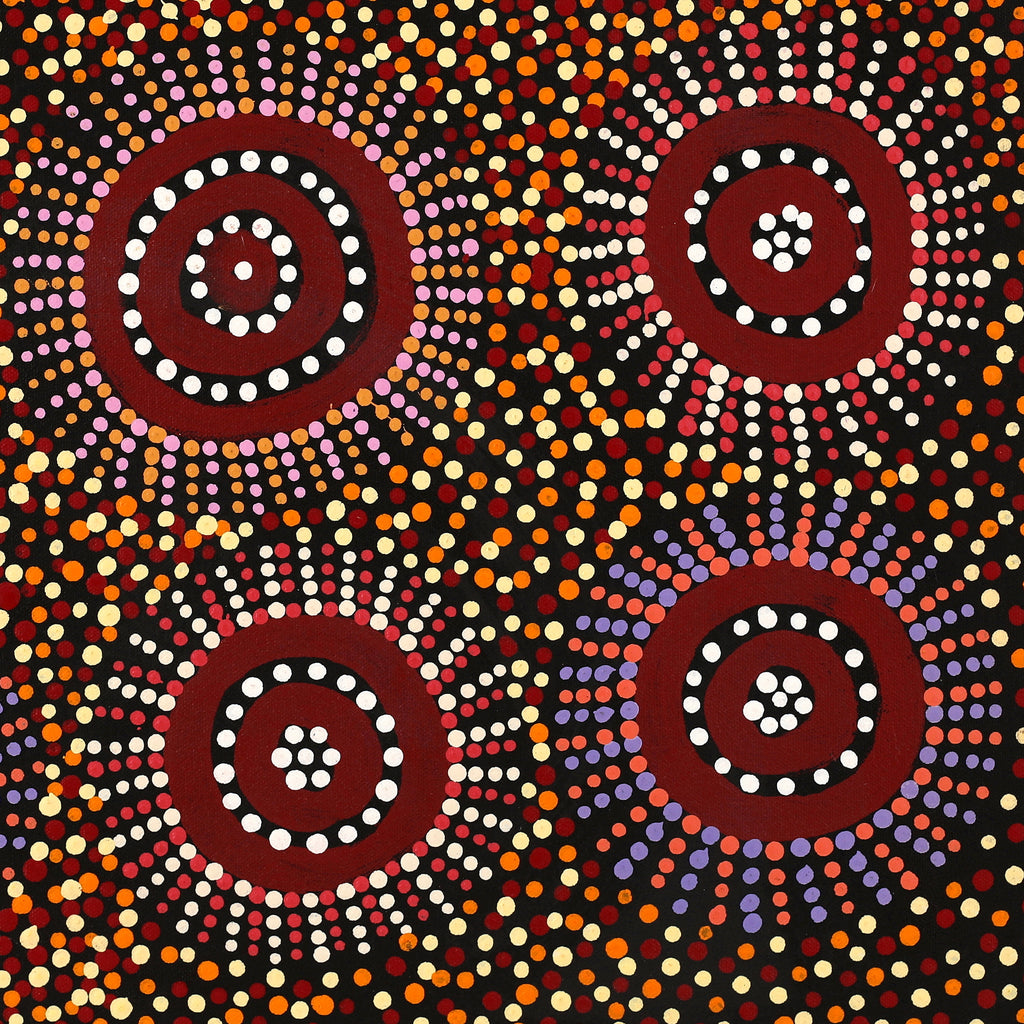 Aboriginal Art by Tina Napangardi Martin, Jintiparnta Jukurrpa (Desert Truffle Dreaming) - Mina Mina, 46x46cm - ART ARK®