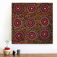 Aboriginal Artwork by Tina Napangardi Martin, Jintiparnta Jukurrpa (Desert Truffle Dreaming) - Mina Mina, 46x46cm