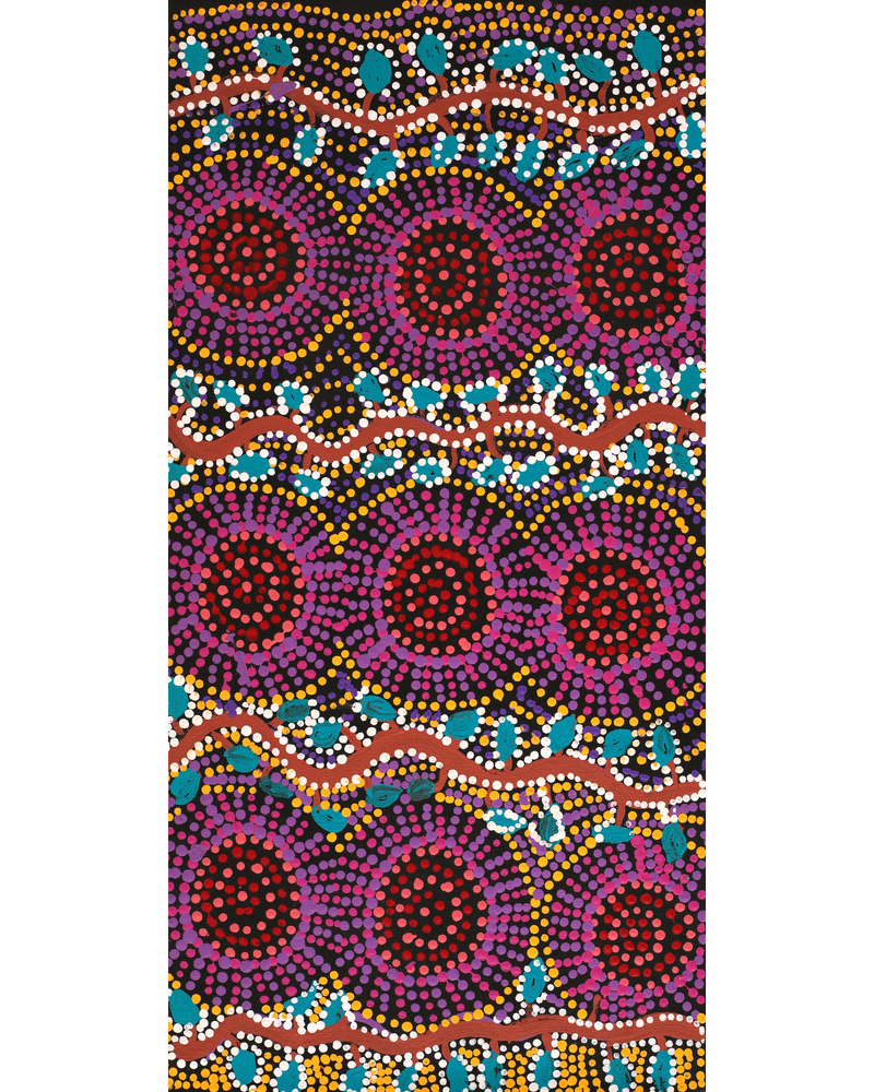 Aboriginal Artwork by Tina Napangardi Martin, Jintiparnta Jukurrpa (Desert Truffle Dreaming) - Mina Mina, 61x30cm