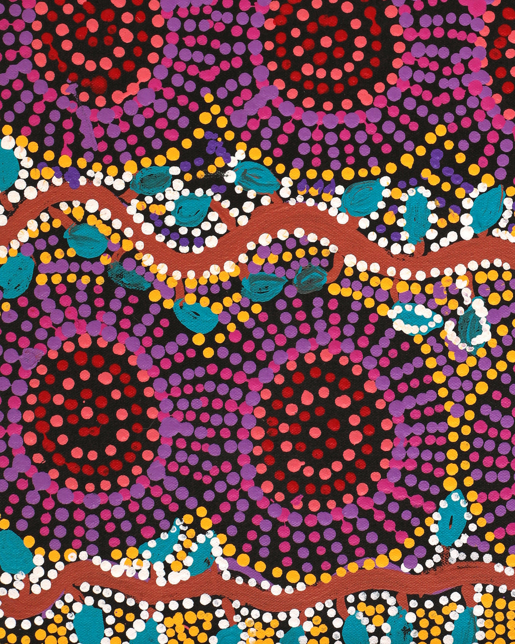 Aboriginal Artwork by Tina Napangardi Martin, Jintiparnta Jukurrpa (Desert Truffle Dreaming) - Mina Mina, 61x30cm