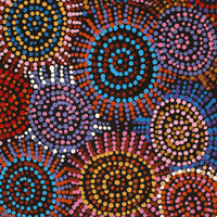 Aboriginal Artwork by Tina Napangardi Martin, Jintiparnta Jukurrpa (Desert Truffle Dreaming) - Mina Mina, 61x30cm