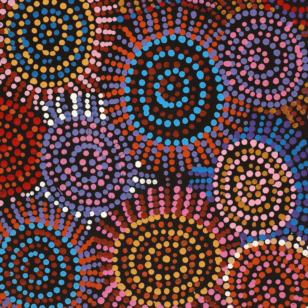 Aboriginal Art by Tina Napangardi Martin, Jintiparnta Jukurrpa (Desert Truffle Dreaming) - Mina Mina, 61x30cm - ART ARK®