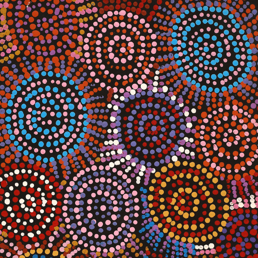 Aboriginal Art by Tina Napangardi Martin, Jintiparnta Jukurrpa (Desert Truffle Dreaming) - Mina Mina, 61x30cm - ART ARK®