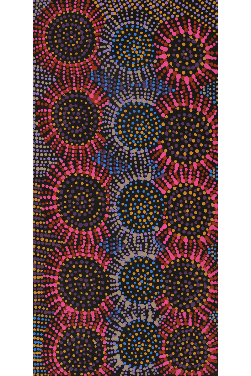 Aboriginal Art by Tina Napangardi Martin, Jintiparnta Jukurrpa (Desert Truffle Dreaming) - Mina Mina, 61x30cm - ART ARK®