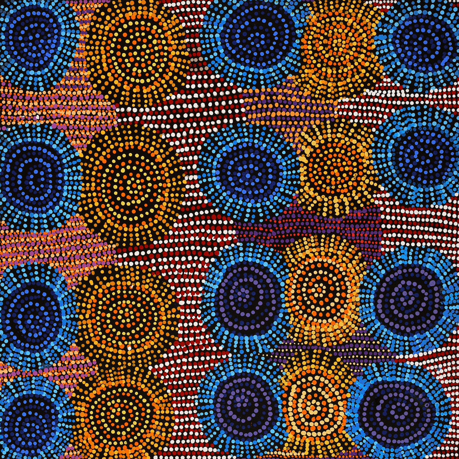 Aboriginal Artwork by Tina Napangardi Martin, Jintiparnta Jukurrpa (Desert Truffle Dreaming) - Mina Mina, 61x61cm