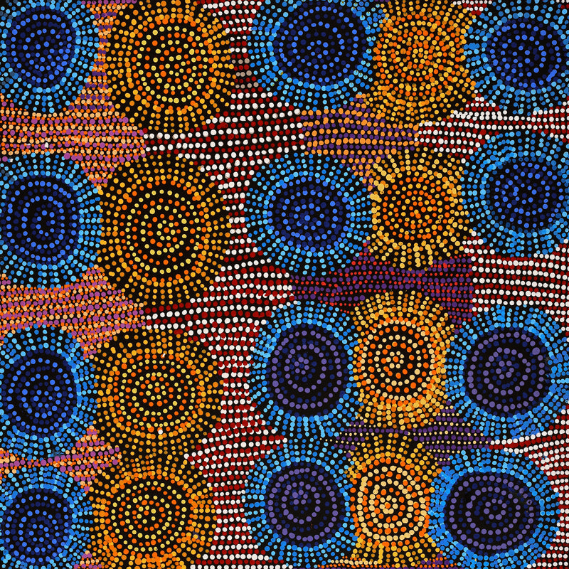Aboriginal Artwork by Tina Napangardi Martin, Jintiparnta Jukurrpa (Desert Truffle Dreaming) - Mina Mina, 61x61cm
