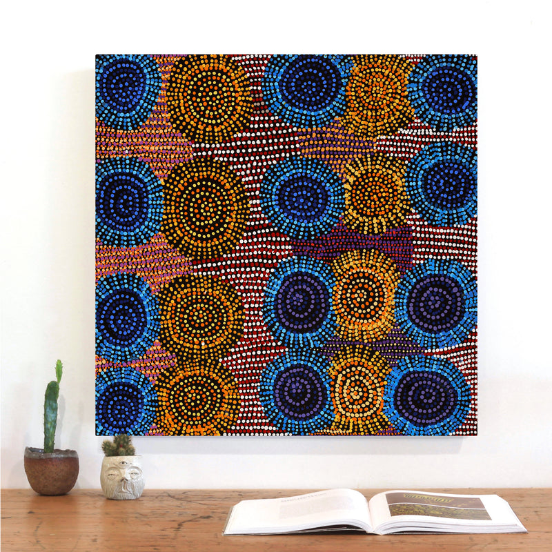 Aboriginal Artwork by Tina Napangardi Martin, Jintiparnta Jukurrpa (Desert Truffle Dreaming) - Mina Mina, 61x61cm