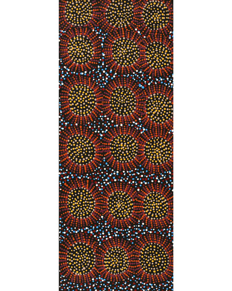 Aboriginal Artwork by Tina Napangardi Martin, Jintiparnta Jukurrpa (Desert Truffle Dreaming) - Mina Mina, 76x30cm
