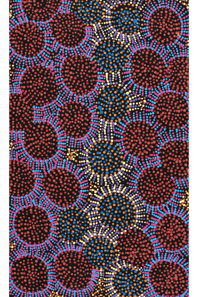 Aboriginal Artwork by Tina Napangardi Martin, Jintiparnta Jukurrpa (Desert Truffle Dreaming) - Mina Mina, 76x46cm - ART ARK®