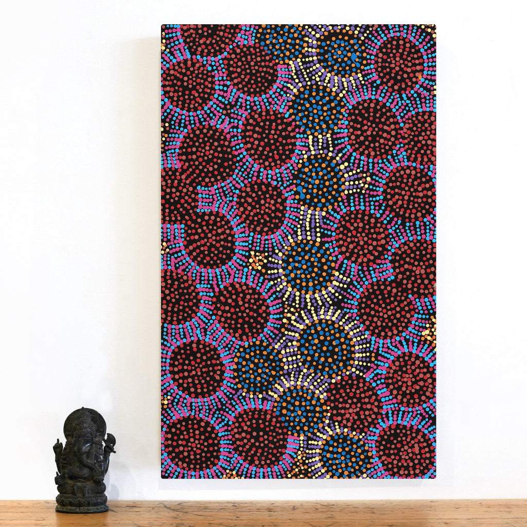 Aboriginal Artwork by Tina Napangardi Martin, Jintiparnta Jukurrpa (Desert Truffle Dreaming) - Mina Mina, 76x46cm