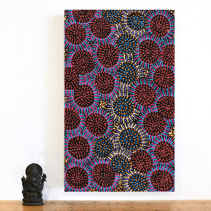 Aboriginal Art by Tina Napangardi Martin, Jintiparnta Jukurrpa (Desert Truffle Dreaming) - Mina Mina, 76x46cm - ART ARK®