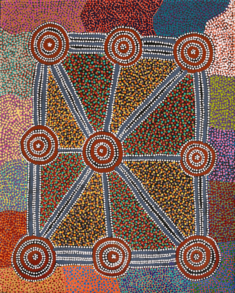Aboriginal Artwork by Tina Napangardi Martin, Jintiparnta Jukurrpa (Desert Truffle Dreaming) - Mina Mina, 76x61cm