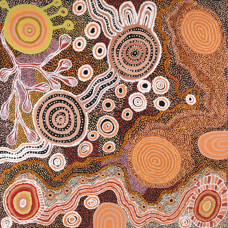 Aboriginal Artwork by Tjaruwa Carolyn Dunn, Piltati Tjukurpa, 125x125cm