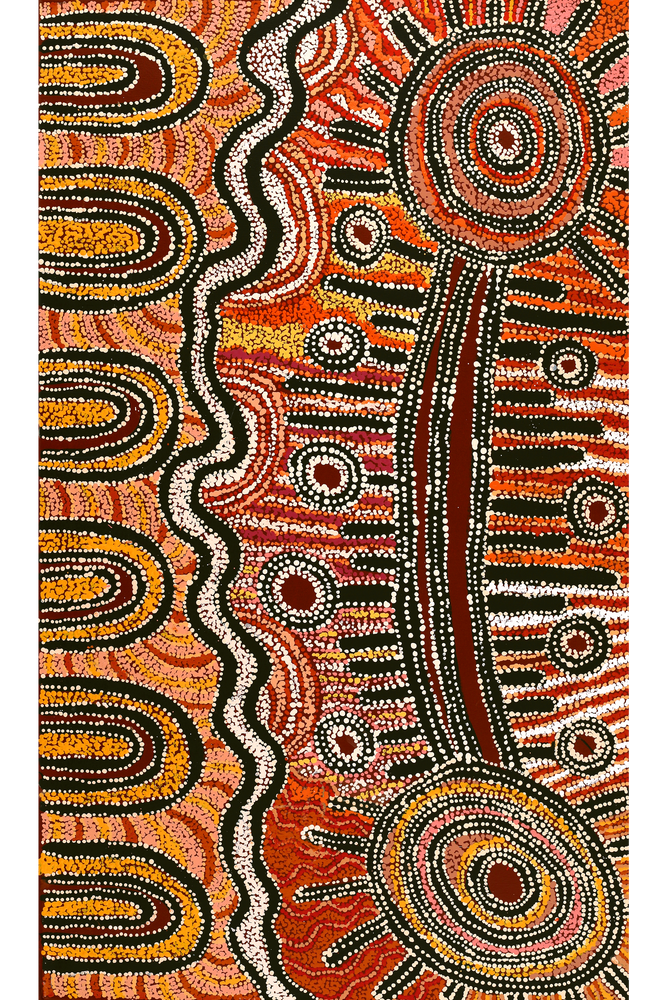 Aboriginal Artwork by Tjimpuna Williams, Piltati Tjukurpa, 122x71cm