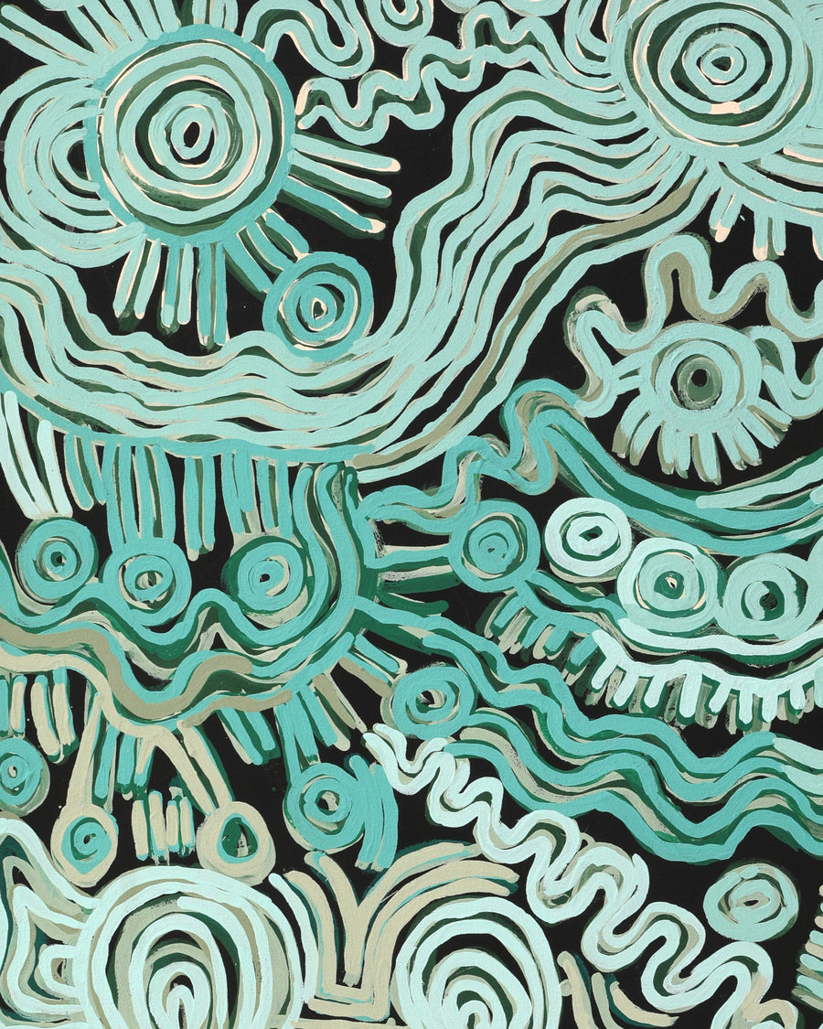 Aboriginal Artwork by Tjimpuna Williams, Piltati Tjukurrpa, 121x61cm