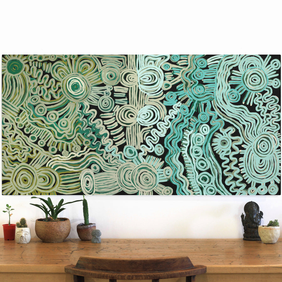 Aboriginal Artwork by Tjimpuna Williams, Piltati Tjukurrpa, 121x61cm