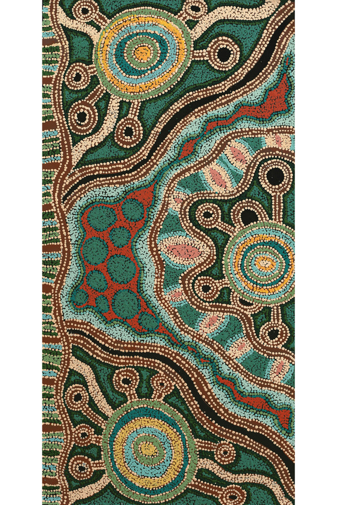 Aboriginal Artwork by Tjimpuna Williams, Piltati Tjukurpa, 122x61cm