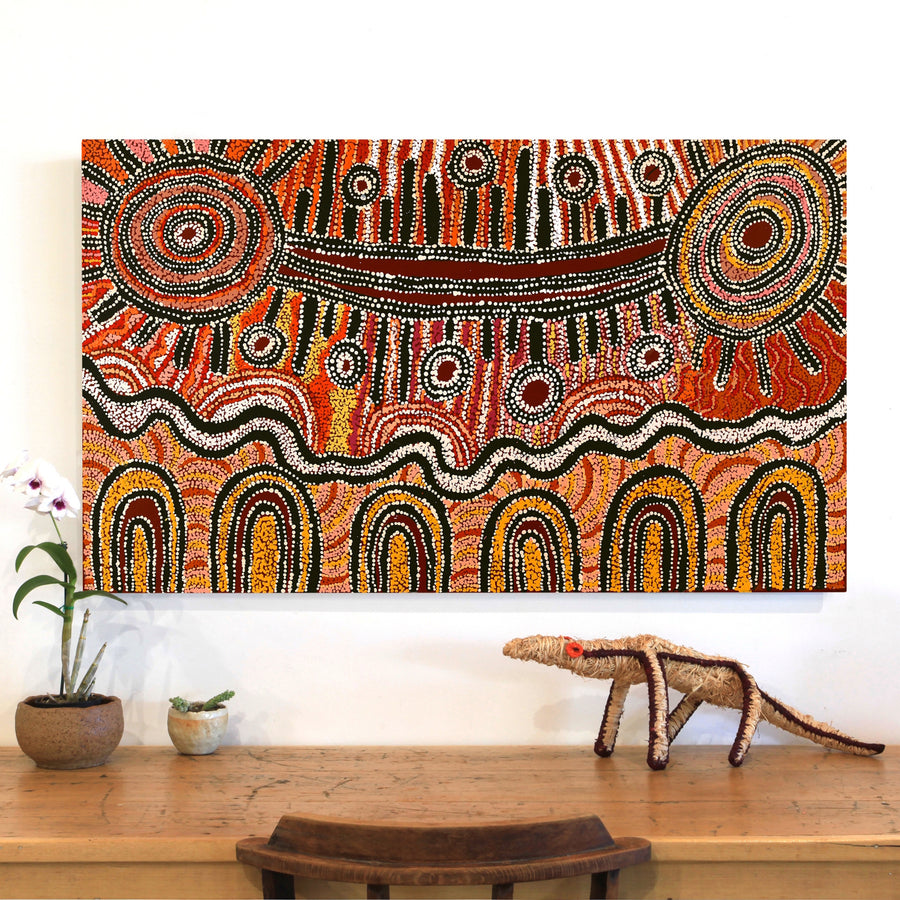 Aboriginal Artwork by Tjimpuna Williams, Piltati Tjukurpa, 122x71cm