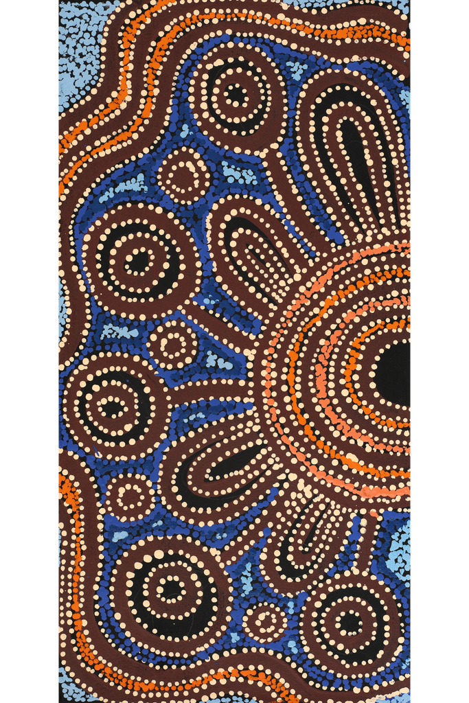 Aboriginal Artwork by Tjimpuna Williams, Kapi Tjukurrpa, 60x30cm