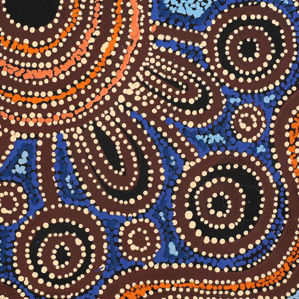 Aboriginal Artwork by Tjimpuna Williams, Kapi Tjukurrpa, 60x30cm