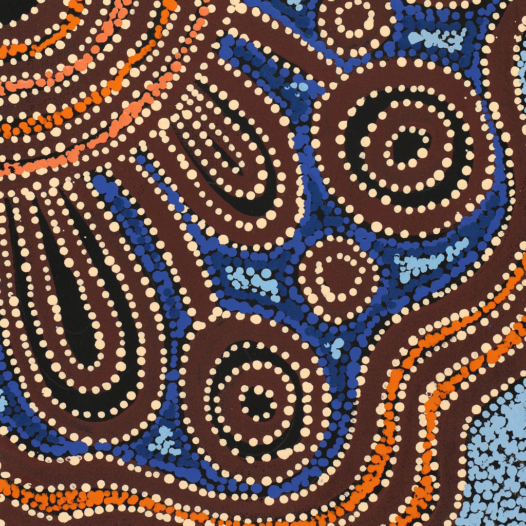 Aboriginal Artwork by Tjimpuna Williams, Kapi Tjukurrpa, 60x30cm