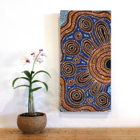 Aboriginal Artwork by Tjimpuna Williams, Kapi Tjukurrpa, 60x30cm