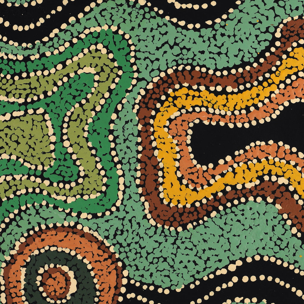 Aboriginal Artwork by Tjimpuna Williams, Kapi Tjukurrpa, 60x43cm