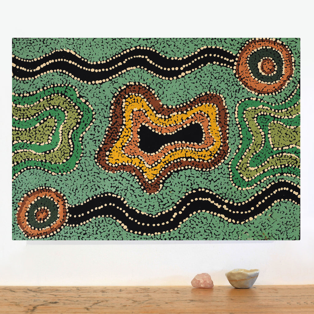 Aboriginal Art by Tjimpuna Williams, Kapi Tjukurrpa, 60x43cm - ART ARK®