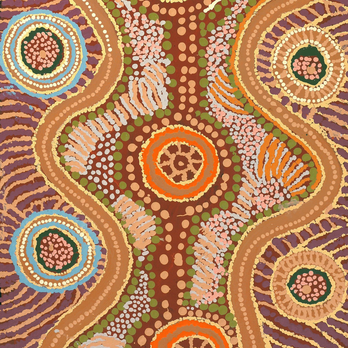 Aboriginal Art by Tjinkuma Wells, Piltati Tjukurpa, 117x50m - ART ARK®