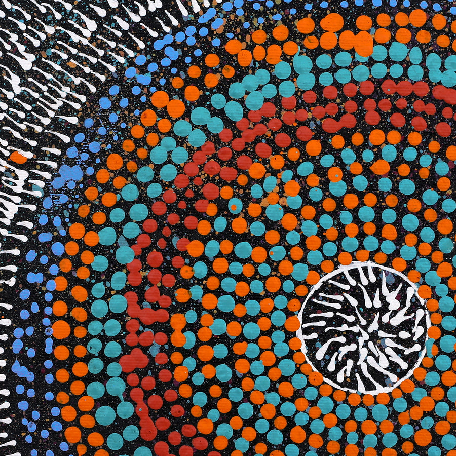 Aboriginal Artwork by Trevina Nakamarra Gibson, Ngapa Jukurrpa (Water Dreaming) - Puyurru, 30x30cm
