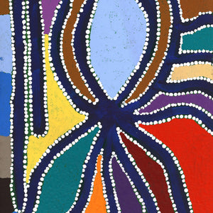 Aboriginal Artwork by Trevor Jupurrurla Walker, Pirlarla Jukurrpa (Dogwood Tree Bean Dreaming), 76x30cm - ART ARK®
